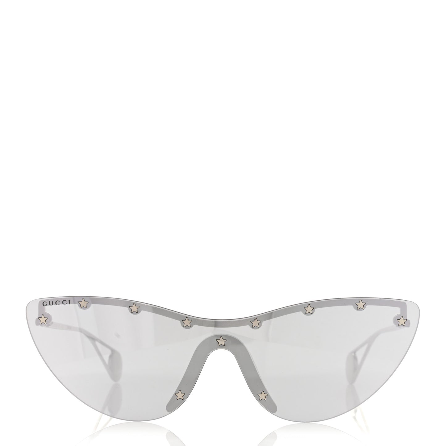 Metal Rimless Star Studded 90mm Cat Eye GG0666S Sunglasses Mirror Silver