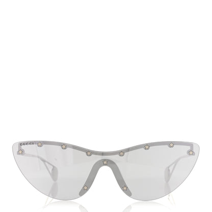Gucci Metal Rimless Star Studded 90mm Cat Eye GG0666S Sunglasses Mirror Silver 2 of 6