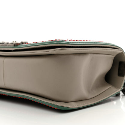 Chanel Lambskin Quilted Medium Top Handle Boy Flap Grey Green Red 10 of 11