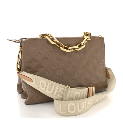 Louis Vuitton Lambskin Embossed Monogram Coussin MM Taupe 3 of 12