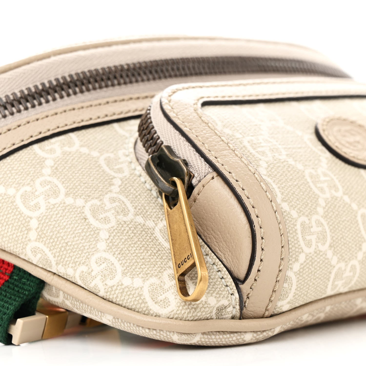 Gucci GG Supreme Monogram Textured Calfskin Web Retro Interlocking G Belt Bag Beige Mystic White Oatmeal 9 of 13