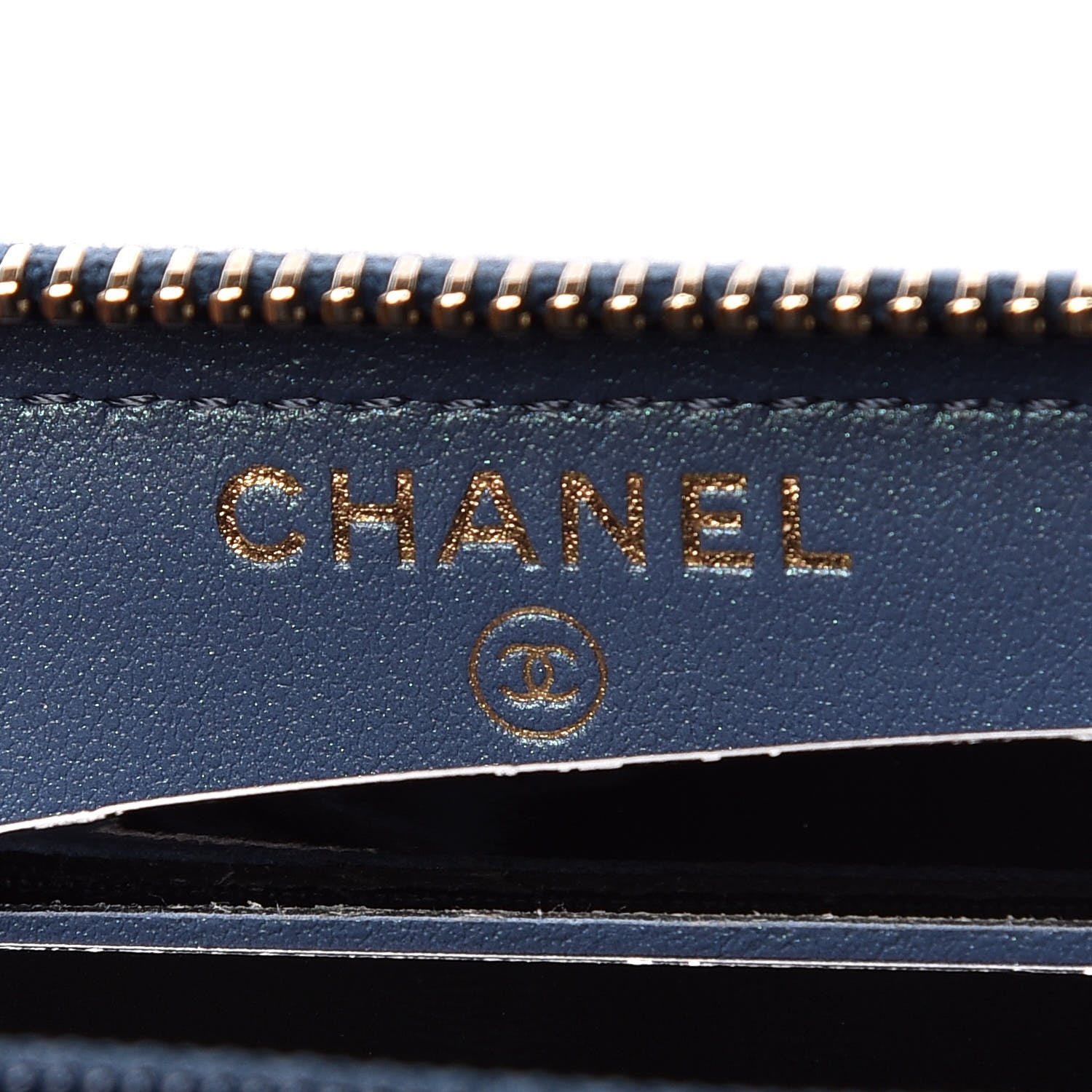 Chanel Iridescent Caviar Quilted Medium Zip Around Wallet Dark Blue 6 of 11
