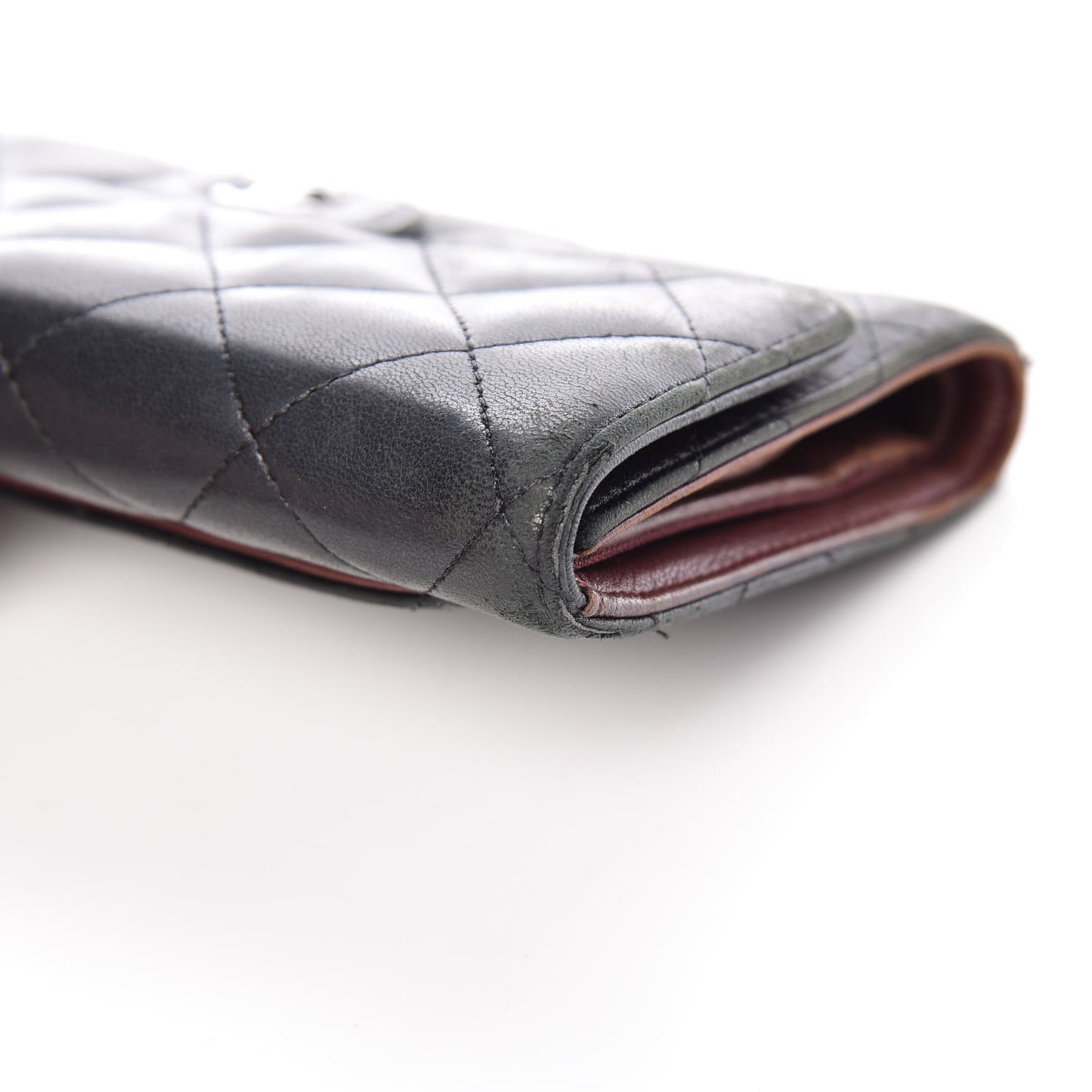 Lambskin Quilted Large Flap Wallet Black