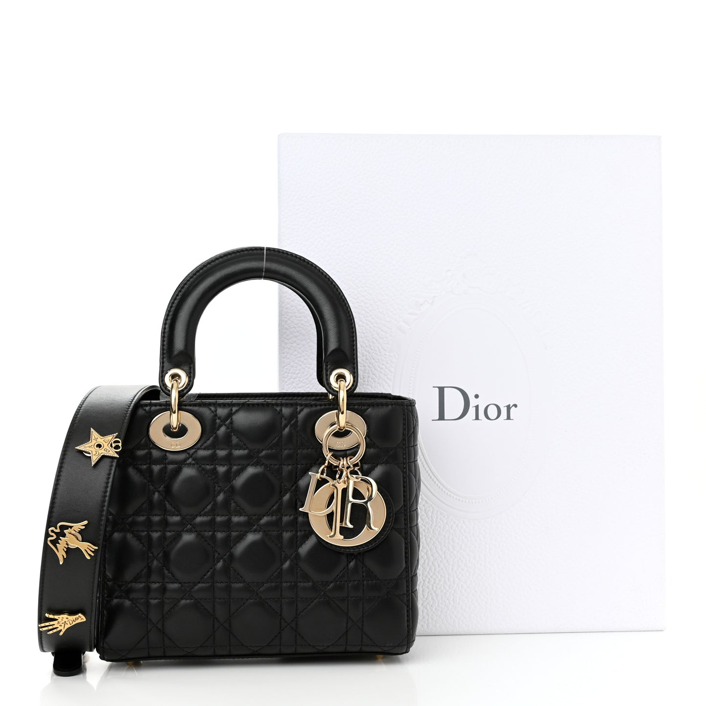 Lambskin Cannage Small Lucky Badges My Lady Dior Black