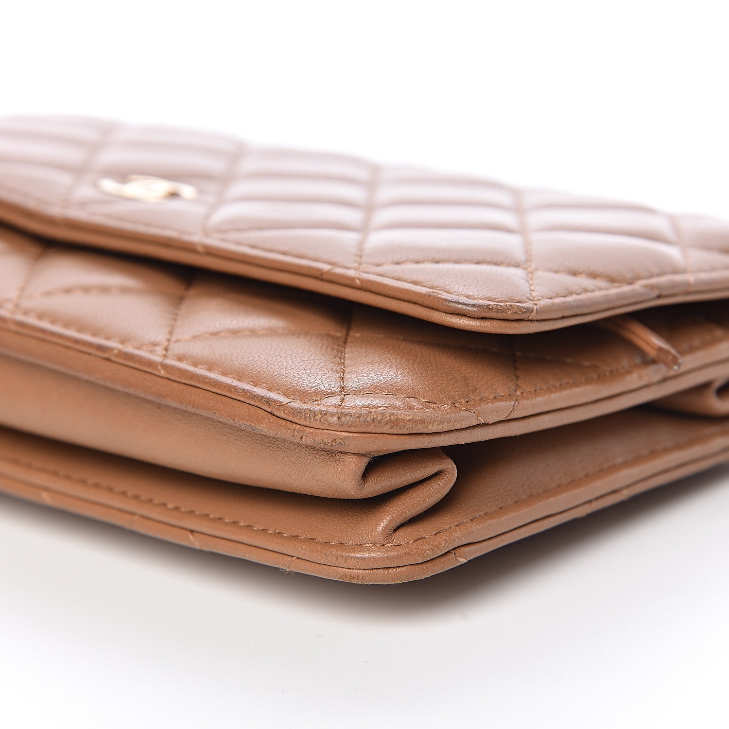 Chanel Lambskin Quilted Wallet on Chain WOC Dark Beige 12 of 23