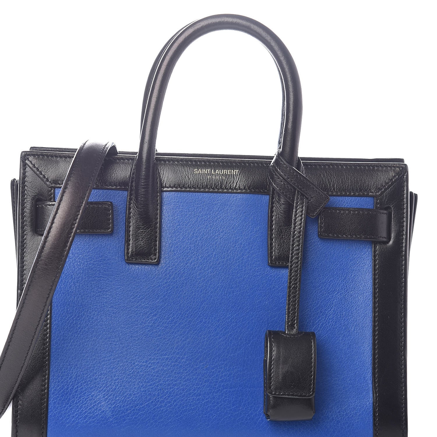 Saint Laurent Calfskin Bi-Color Nano Sac De Jour Royal Blue Black 7 of 9