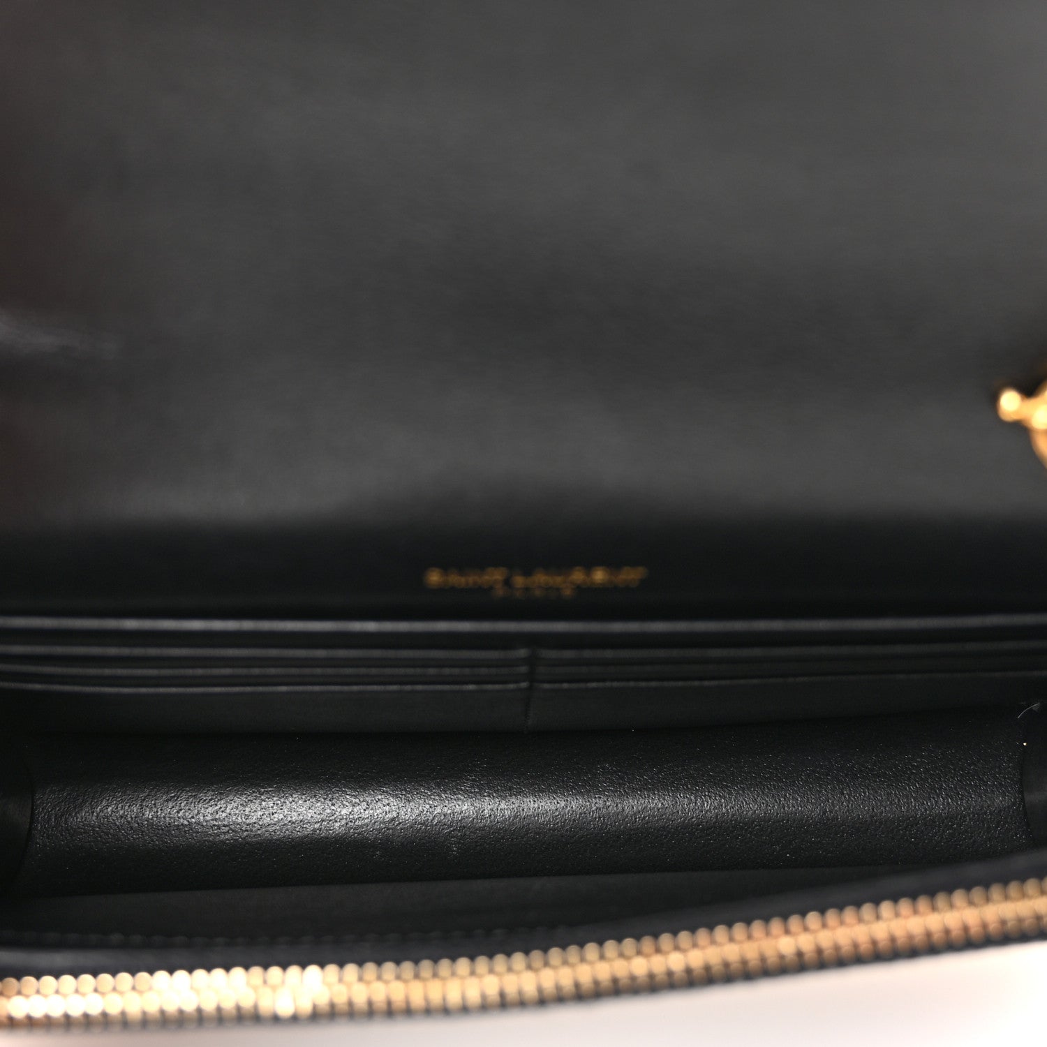 Saint Laurent Calfskin Crocodile Embossed Kate Monogram Tassel Chain Wallet Black 5 of 10