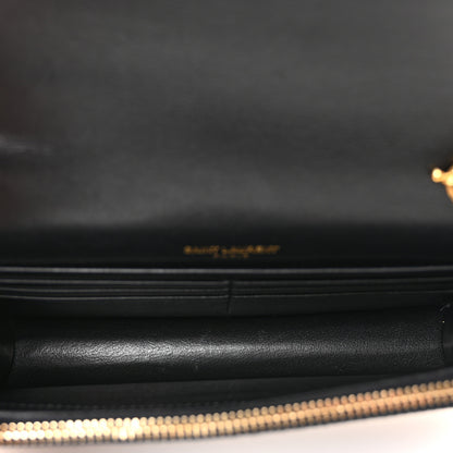 Saint Laurent Calfskin Crocodile Embossed Kate Monogram Tassel Chain Wallet Black 5 of 10