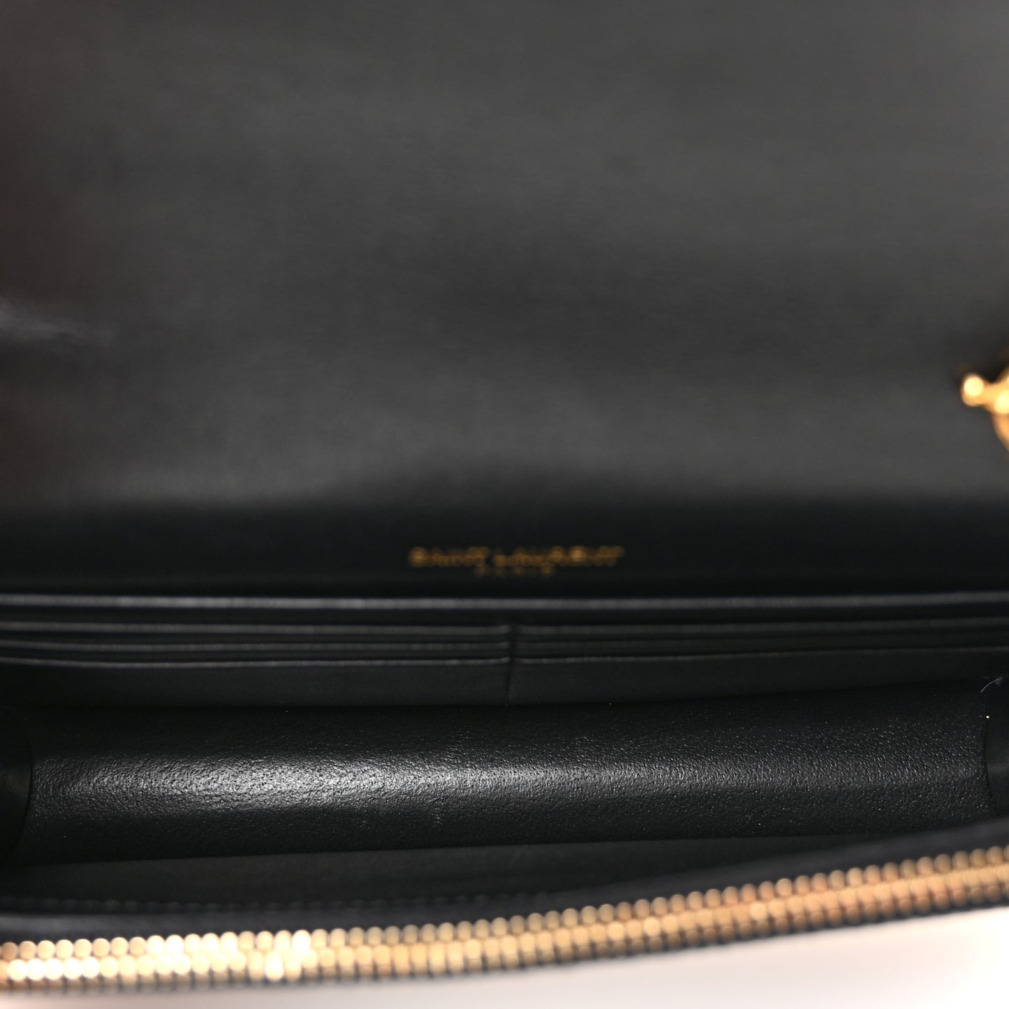 Calfskin Crocodile Embossed Kate Monogram Tassel Chain Wallet Black