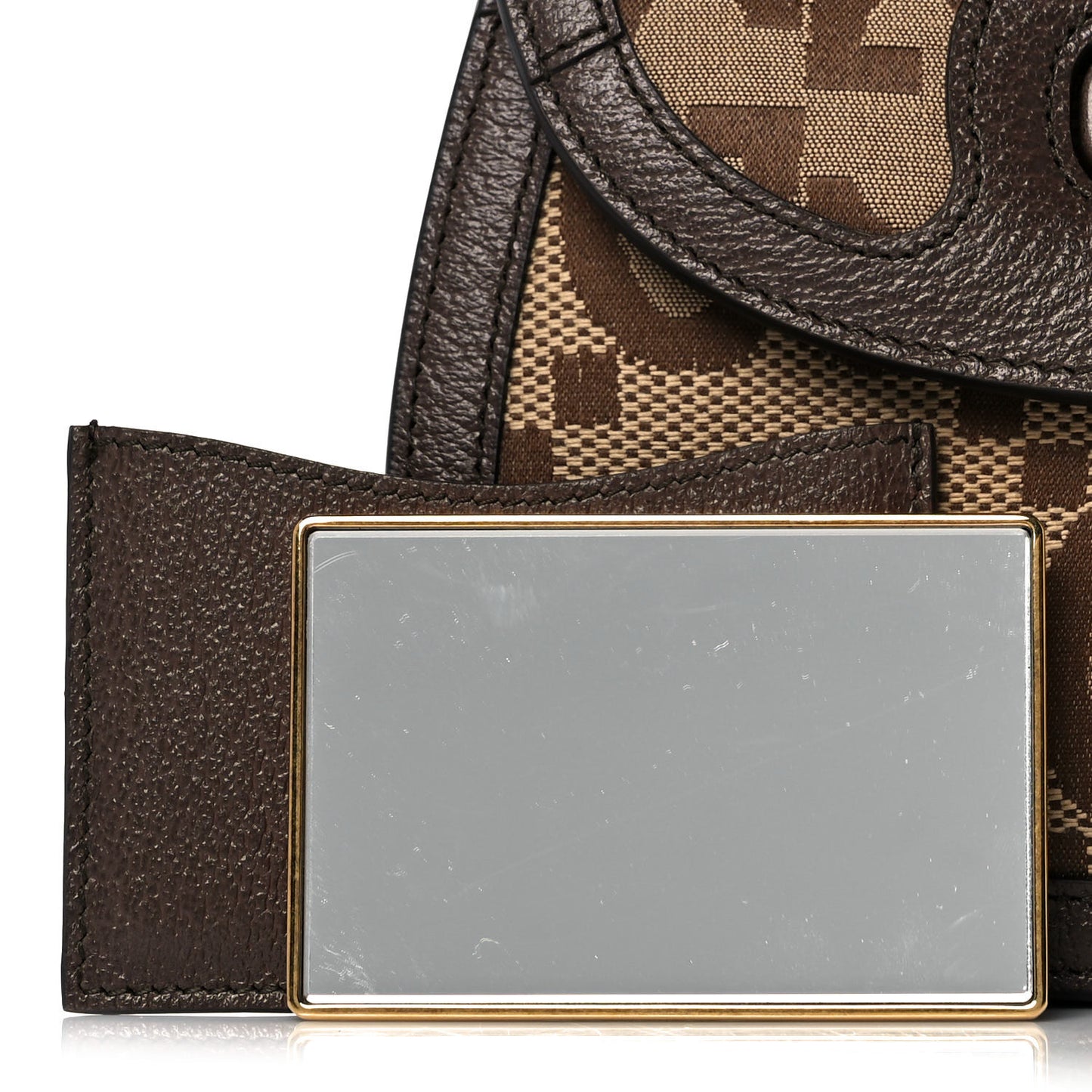 Monogram Jumbo GG Textured Dollar Calfskin Web Small Bamboo 1947 Top Handle Bag Camel Ebony New Acero