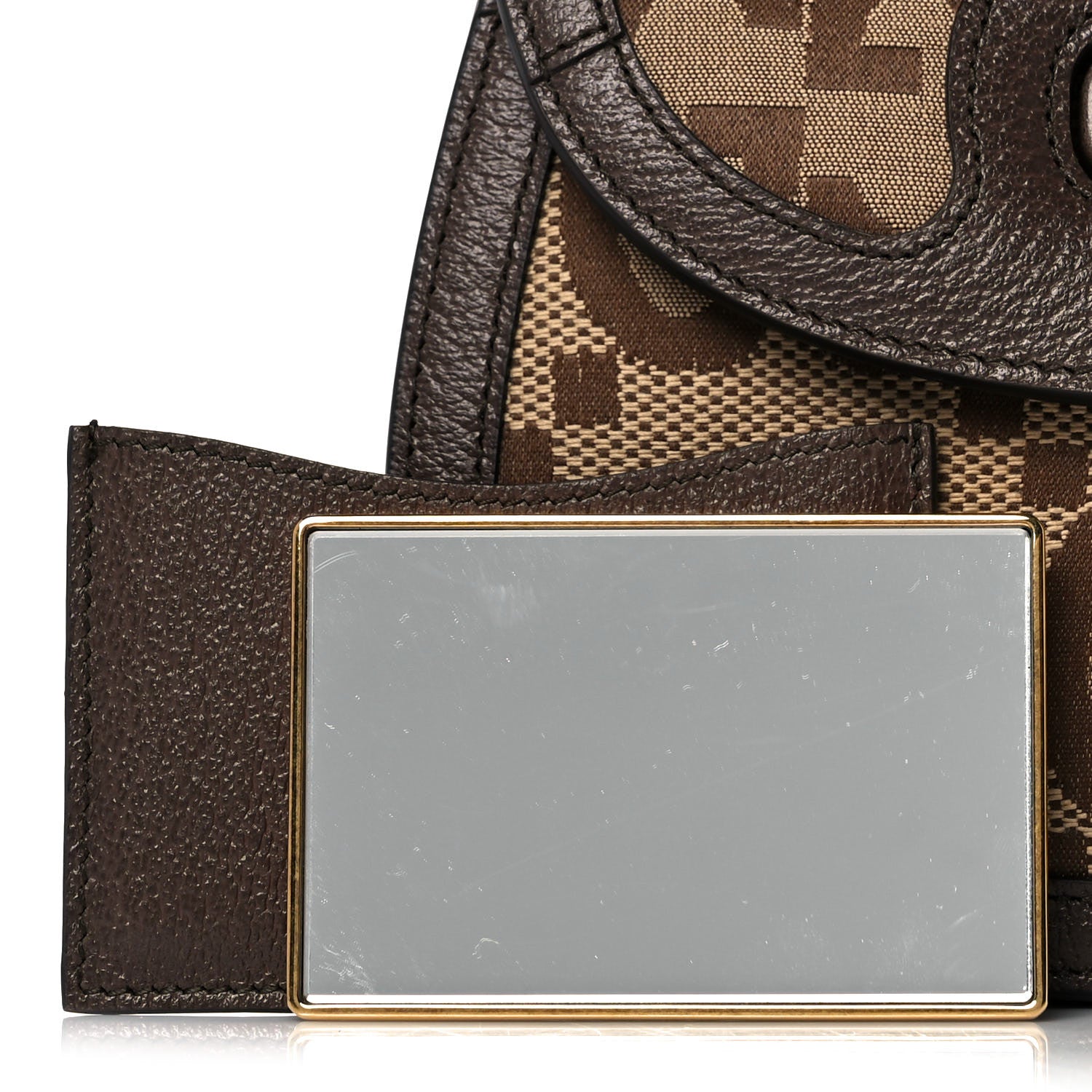 Gucci Monogram Jumbo GG Textured Dollar Calfskin Web Small Bamboo 1947 Top Handle Bag Camel Ebony New Acero 9 of 9