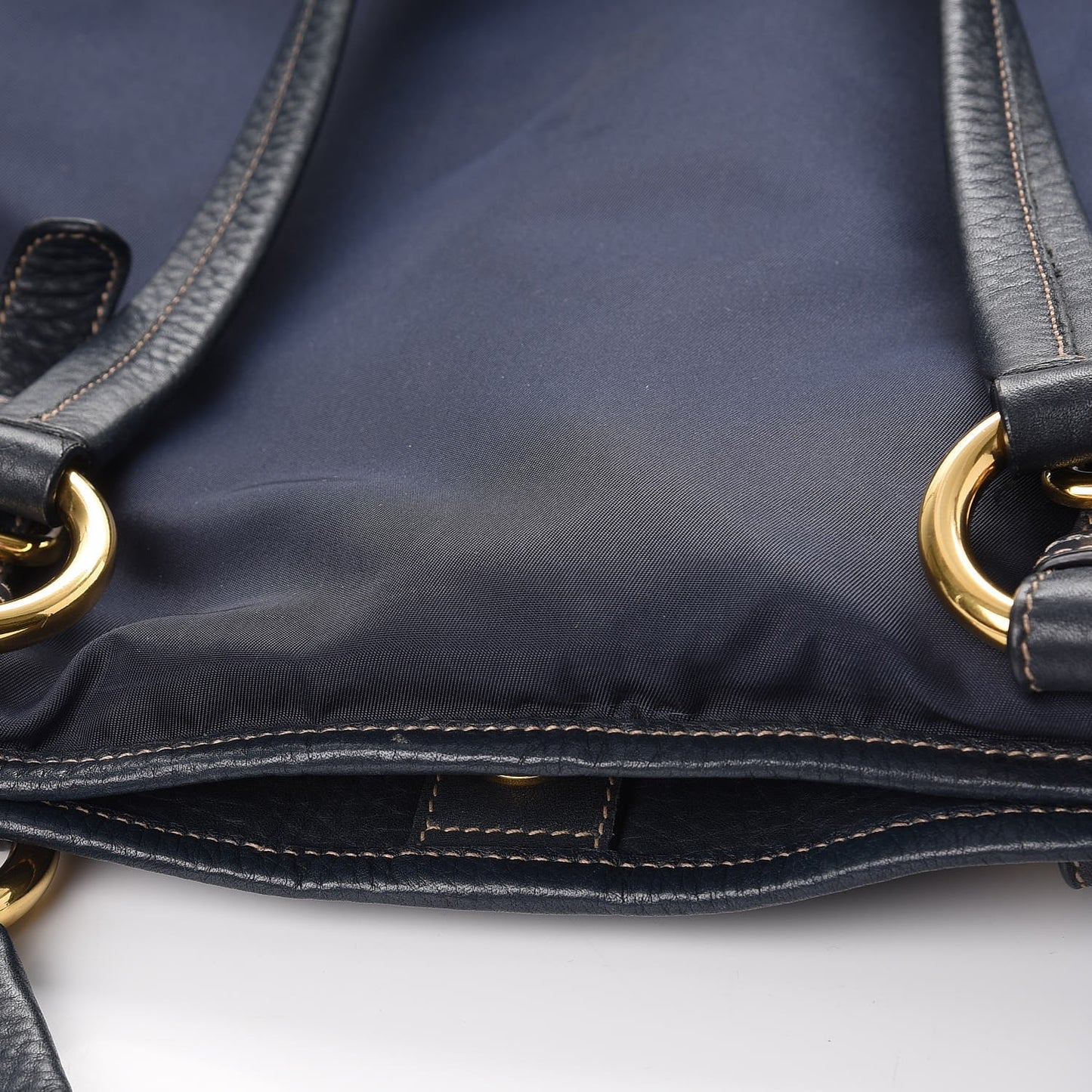 Tessuto Nylon Vitello Daino Tote Blue