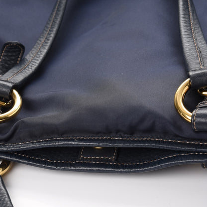 Prada Tessuto Nylon Vitello Daino Tote Blue 11 of 15