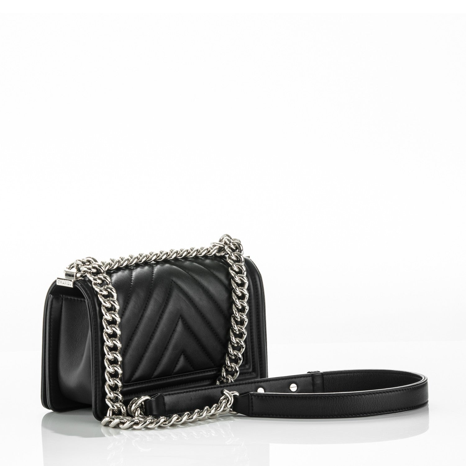 Chanel Calfskin Chevron Quilted Small Boy Flap Black 3 of 8
