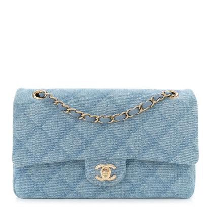 Chanel Printed Denim Quilted Medium Double Flap Light Blue 1 of 11