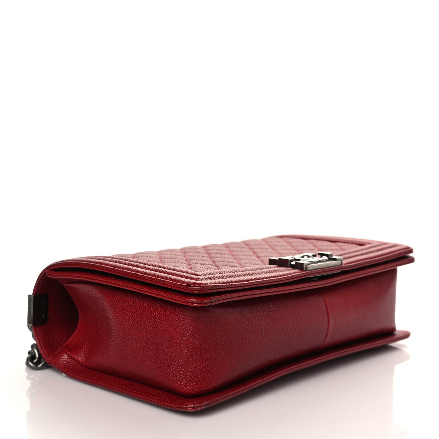 Caviar Quilted New Medium Boy Flap Dark Red