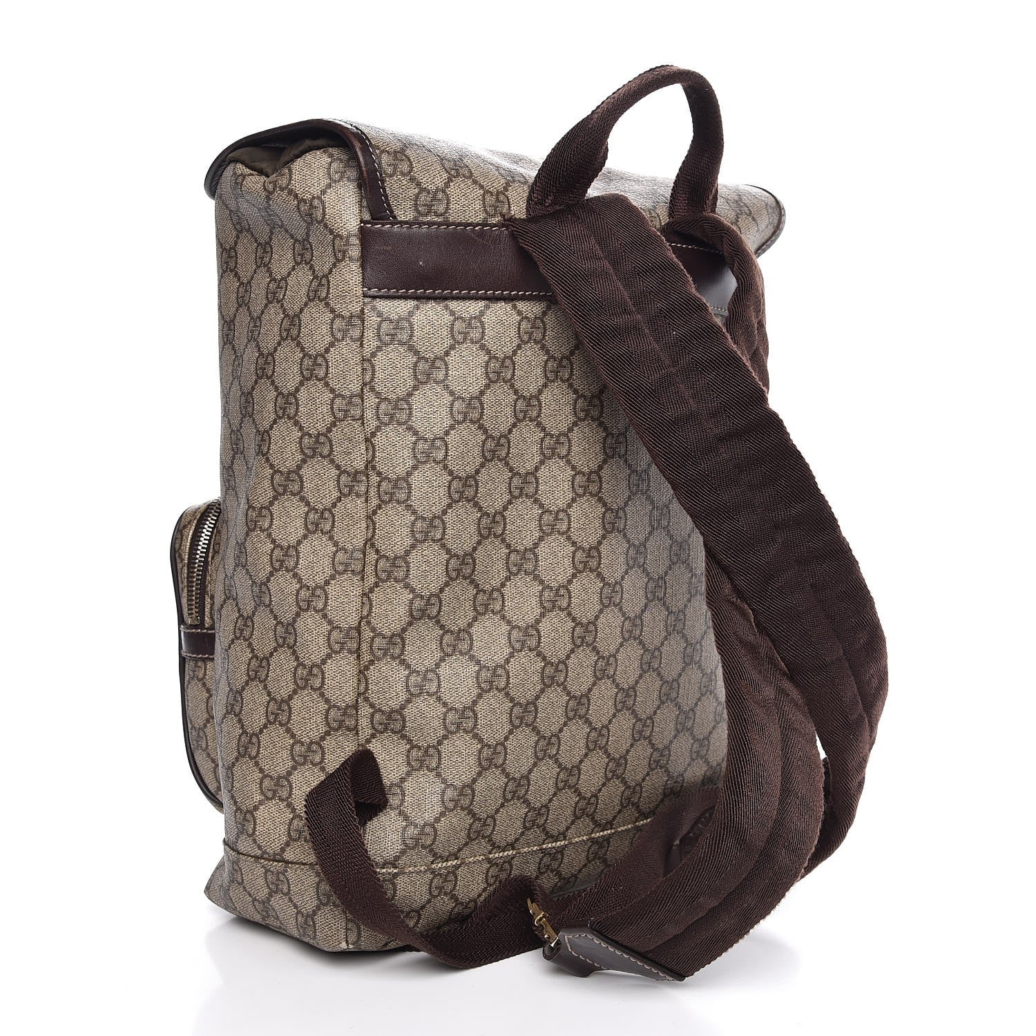 Gucci GG Supreme Monogram Medium Single Buckle Rucksack Backpack Beige Ebony Brown 3 of 13