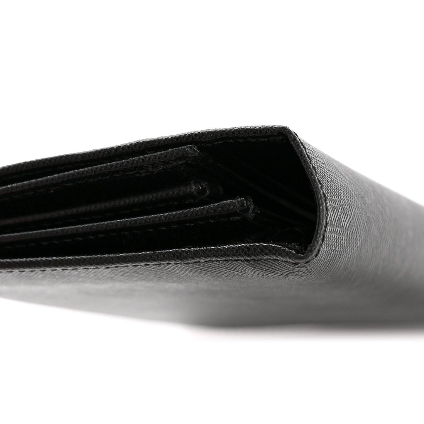 Saffiano Triangle Continental Flap Wallet Black