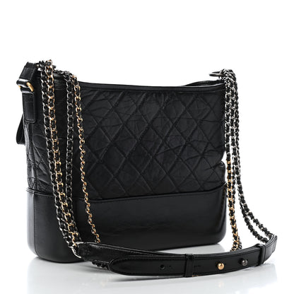 Chanel Aged Calfskin Quilted Medium Gabrielle Hobo Black 3 of 9