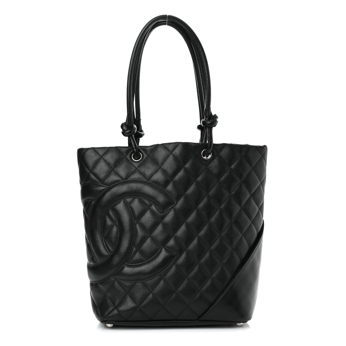 Calfskin Quilted Medium Cambon Tote Black