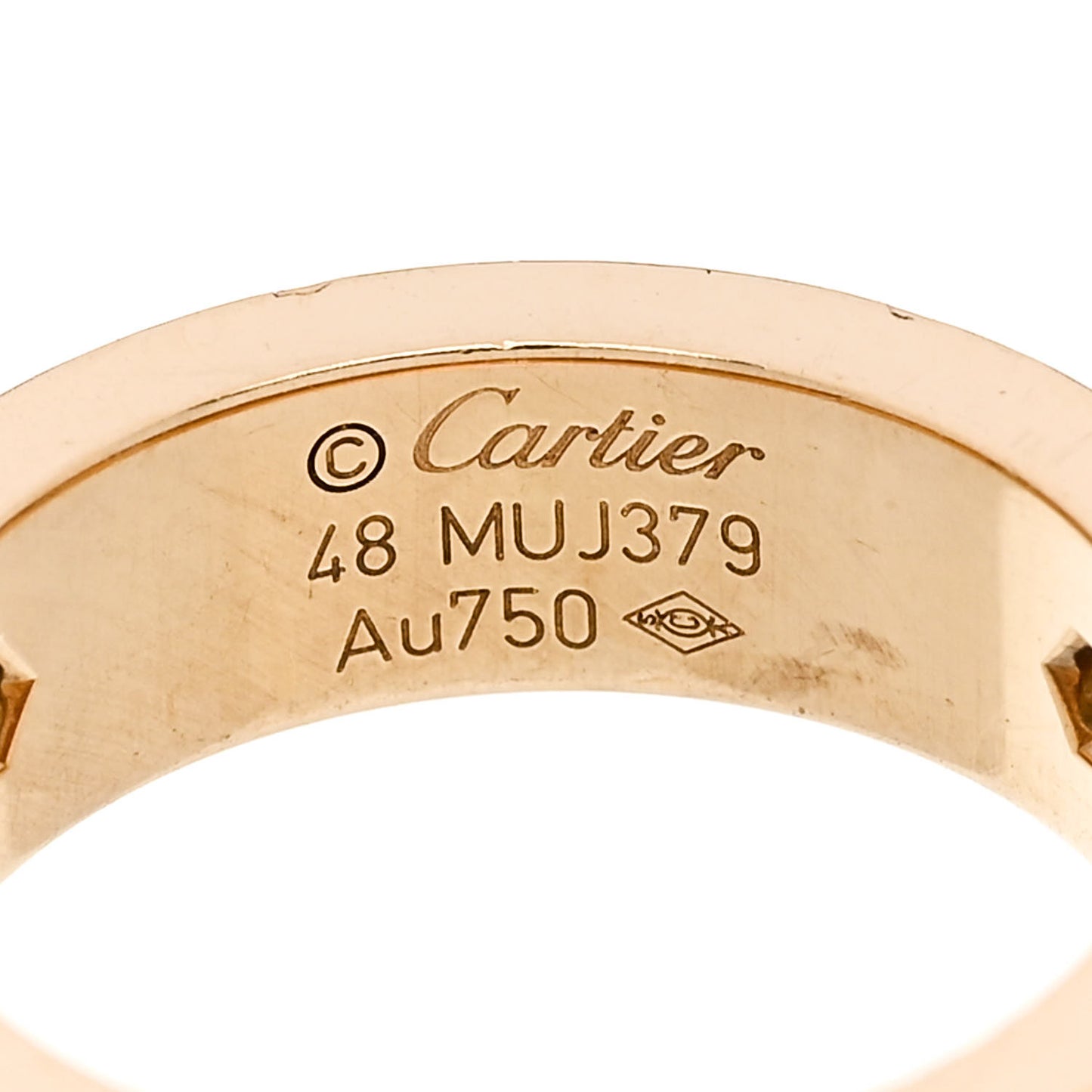 18K Yellow Gold 3 Diamond 5.5mm LOVE Ring 48 4.5