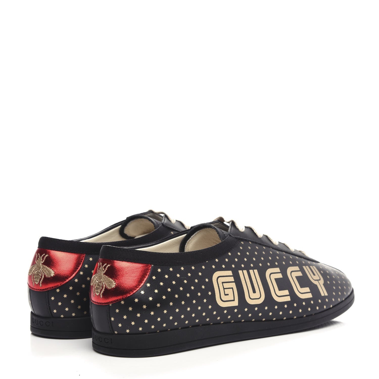 Gucci X SEGA Calfskin GUCCY Stars Mens Falacer Sneakers 7 Black 4 of 10