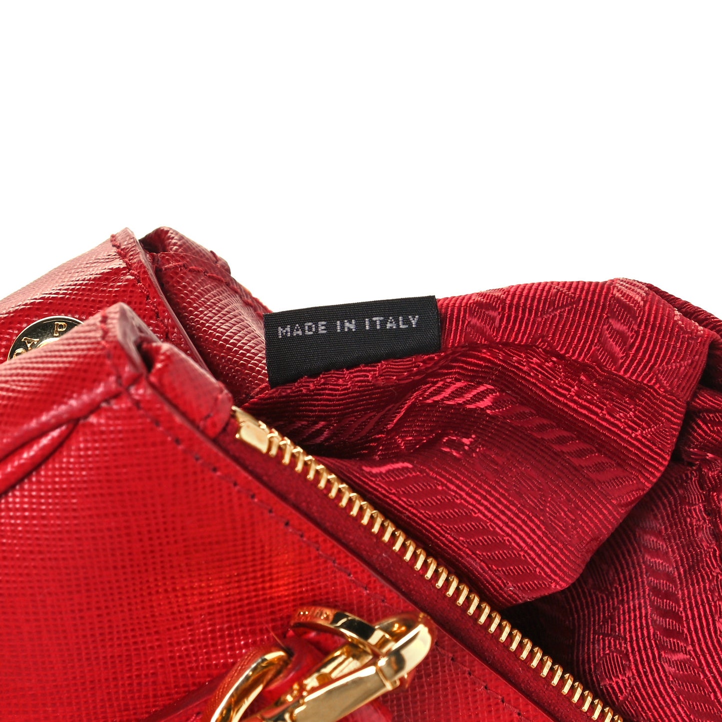 Saffiano Lux Micro Galleria Double Zip Tote Fuoco