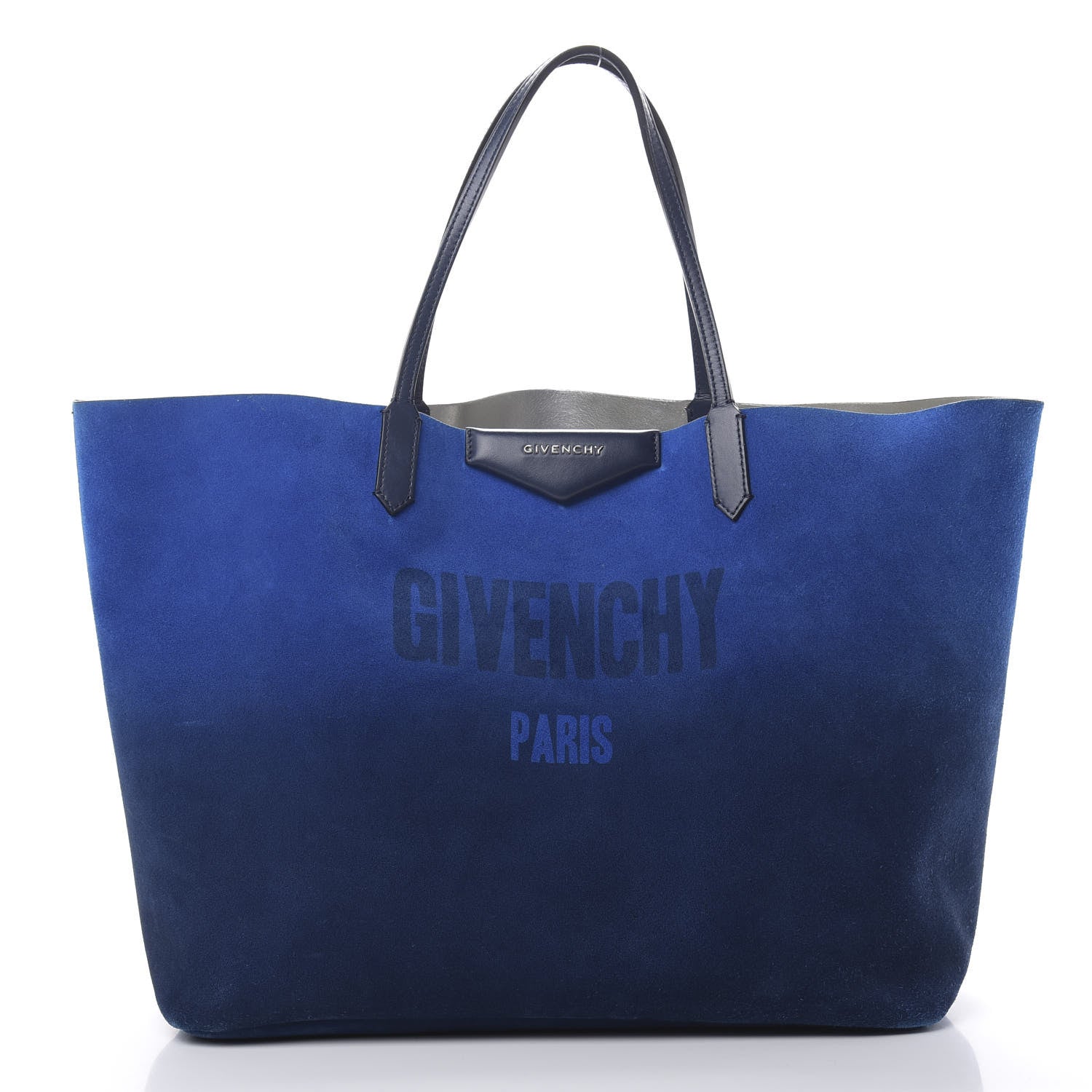 Givenchy Metallic Calfskin Suede Ombre Large Reversible Antigona Tote Blue Silver 3 of 21