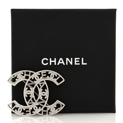 Chanel Crystal CC Brooch Silver 4 of 4