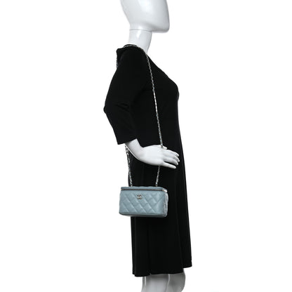 Chanel Caviar Quilted Small Tiny CC Vanity Case With Chain Light Blue 2 of 13