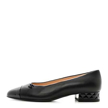 Chanel Lambskin Patent Quilted CC Cap Toe Mocassin Loafer 37 Black 1 of 14