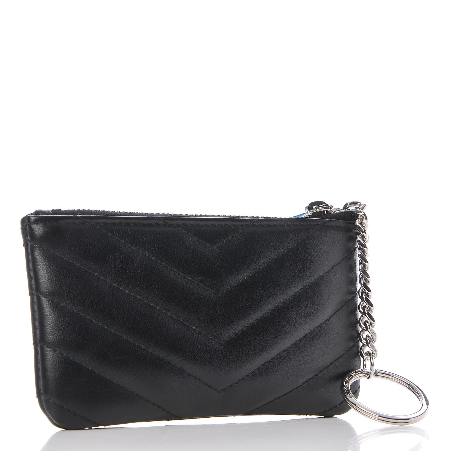 Saint Laurent Calfskin Matelasse Monogram Key Pouch Black 3 of 7