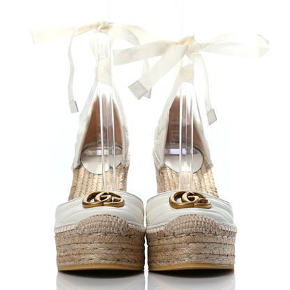 Gucci Nappa Matelasse GG Marmont Ankle Wrap Platform 35/120mm Espadrille Wedges 36.5 Great White 2 of 8