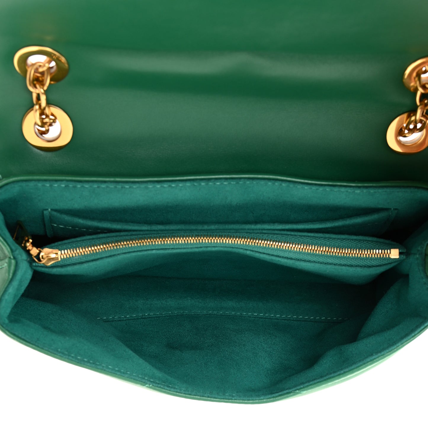 Calfskin New Wave Chain Bag MM NM Emerald