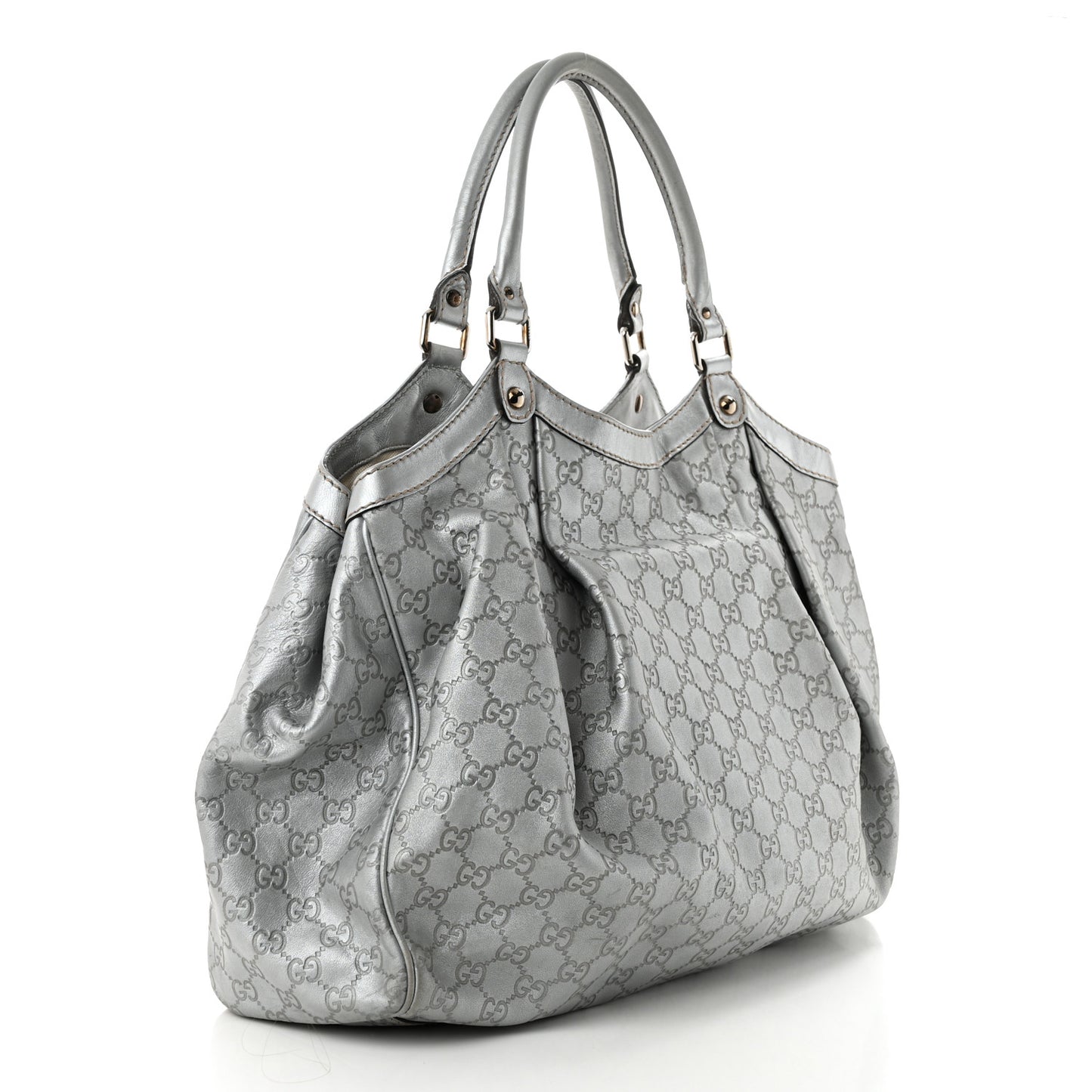 Guccissima Large Sukey Tote Silver
