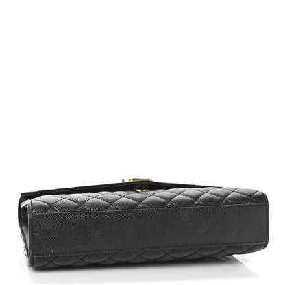 Saint Laurent Grain De Poudre Textured Mixed Matelasse Triquilt Medium Monogram Satchel Black 4 of 12