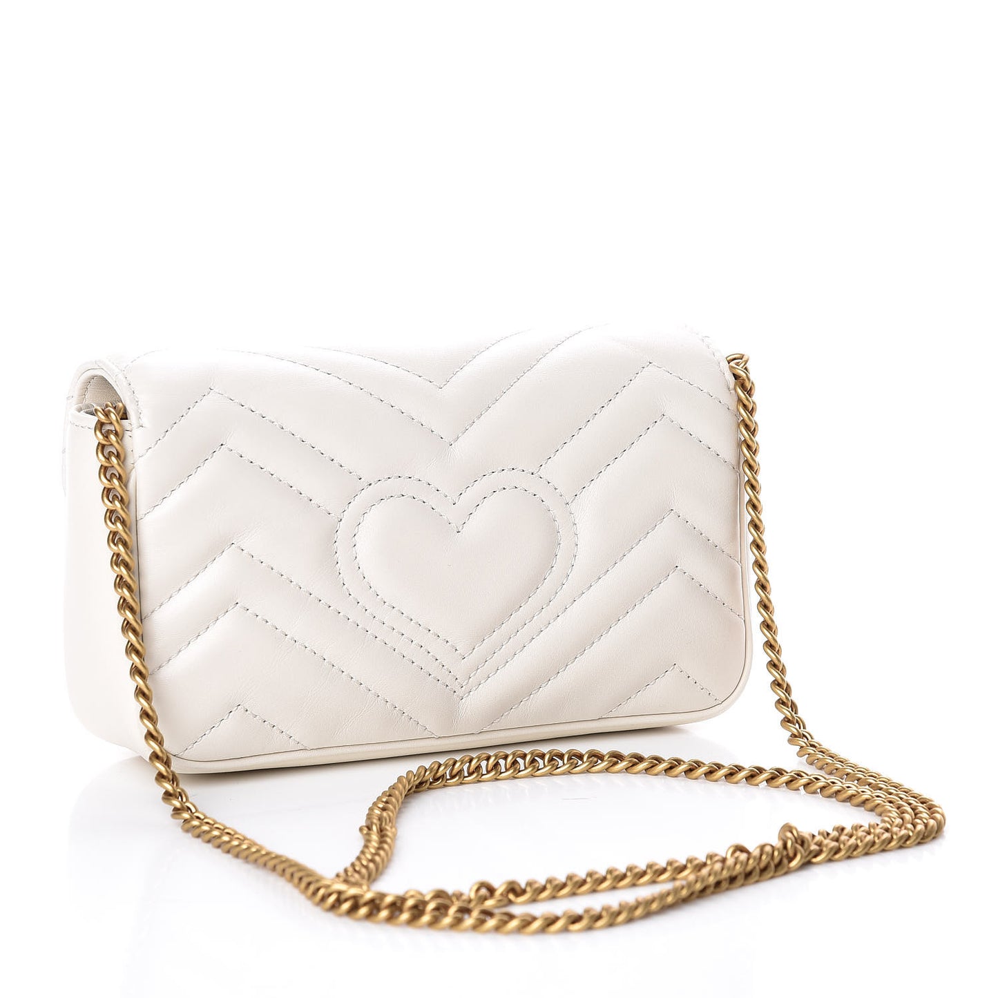 Calfskin Matelasse Super Mini GG Marmont Shoulder Bag White