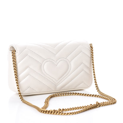 Gucci Calfskin Matelasse Super Mini GG Marmont Shoulder Bag White 2 of 11