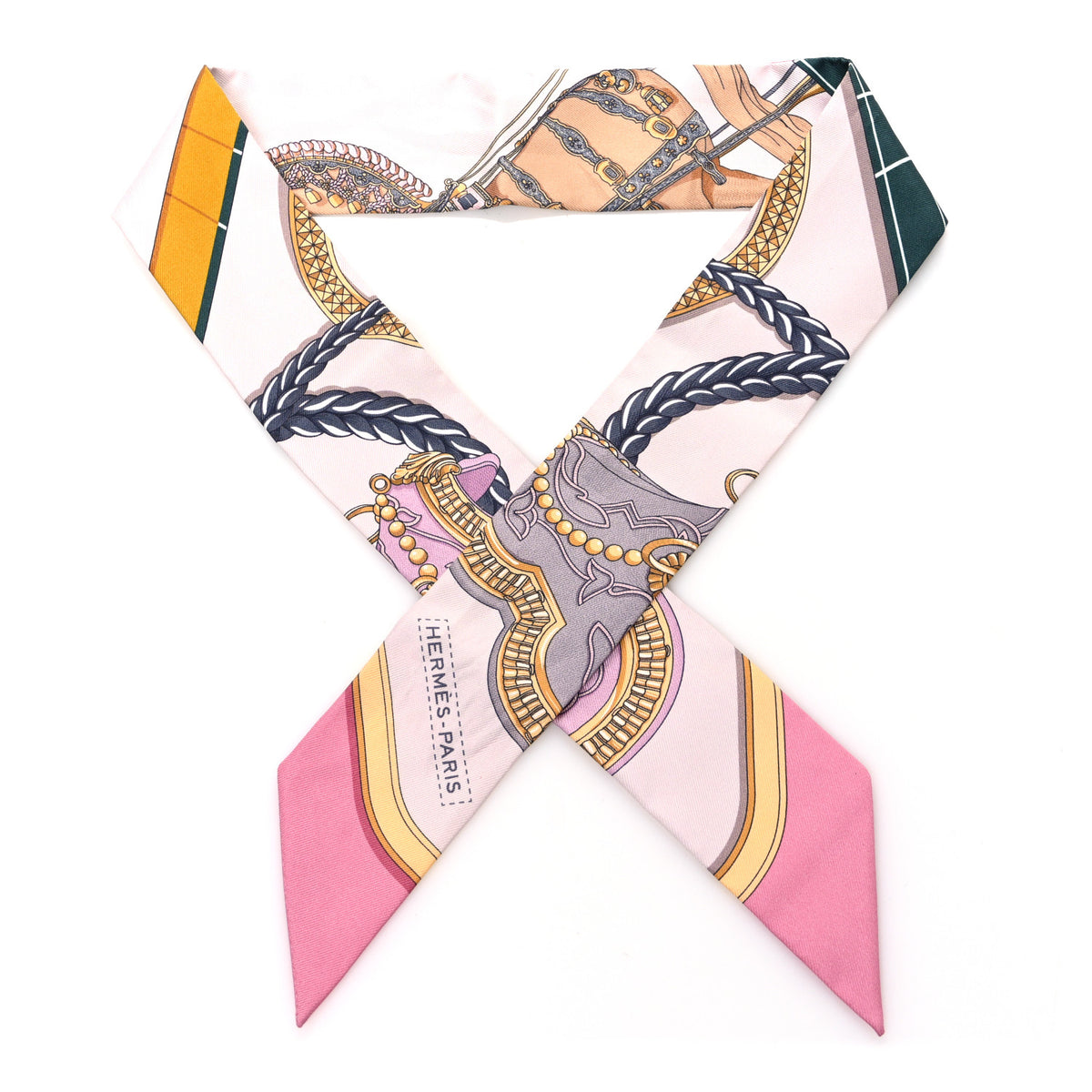Hermes Silk Grand Apparat Twilly Rose Nacre Gold Anthracite 1 of 3