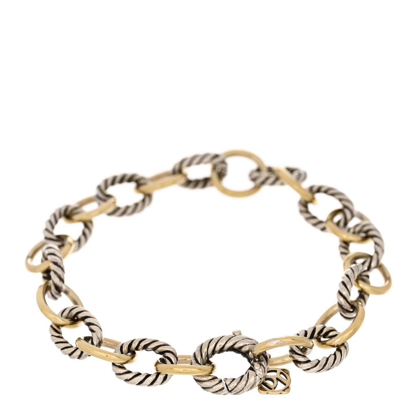 Sterling Silver 18K Yellow Gold 10mm Medium Oval Link Bracelet