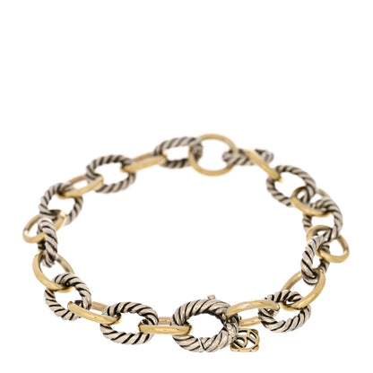 David Yurman Sterling Silver 18K Yellow Gold 10mm Medium Oval Link Bracelet 2 of 3