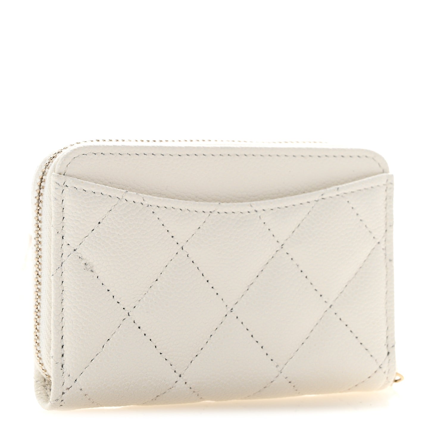 Caviar Quilted Zip Coin Purse White