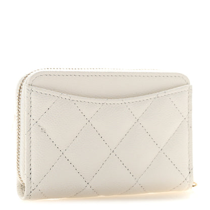 Chanel Caviar Quilted Zip Coin Purse White 3 of 9