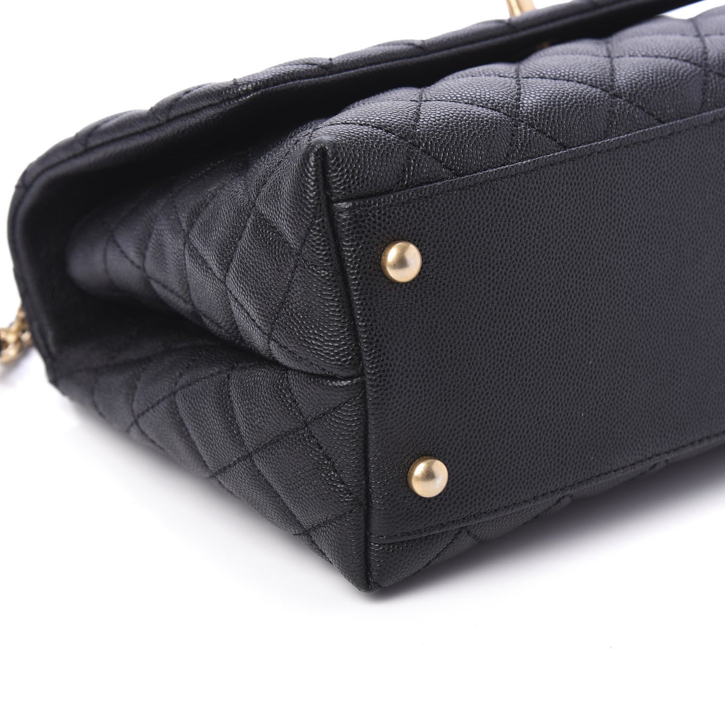 Caviar Quilted Small Coco Handle Flap Black