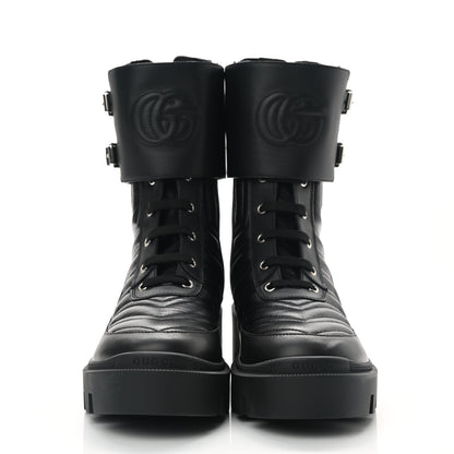 Gucci Nappa Frances GG Matelasse Platform Combat Boots 38.5 Black 2 of 9