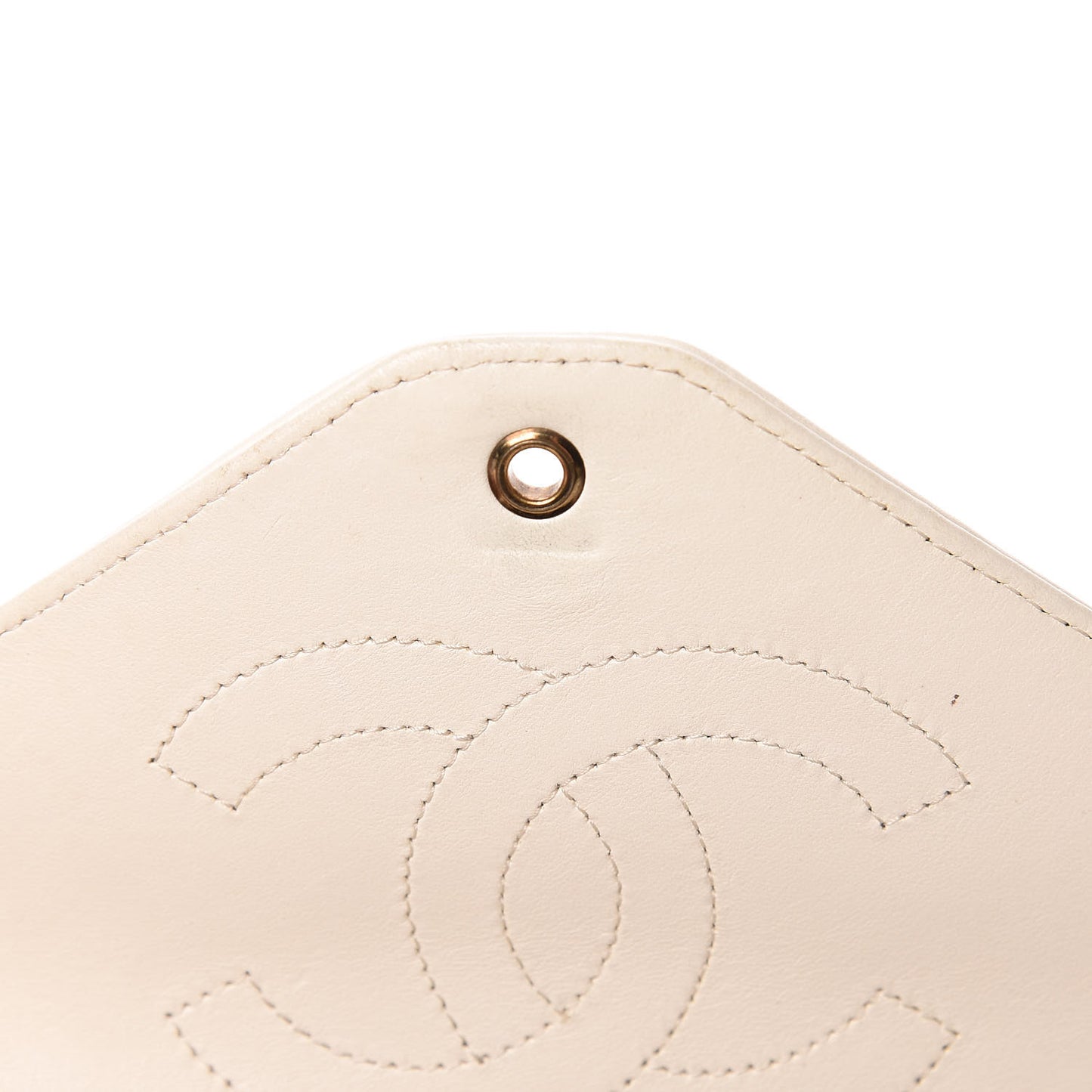 Lambskin Chevron Quilted Envelope Flap White