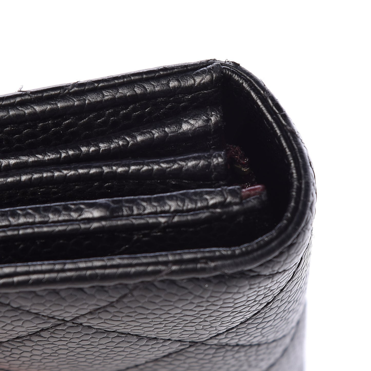 Caviar Quilted Large Gusset Flap Wallet Black