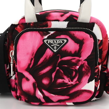 Prada Tessuto Nylon Roses Print Pocket Top Handle Cargo Bag Pink 8 of 10