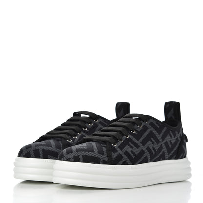 Fendi Fabric FF Micro-Perforated Rise Low Top Sneakers 37 Charcoal Black 3 of 9