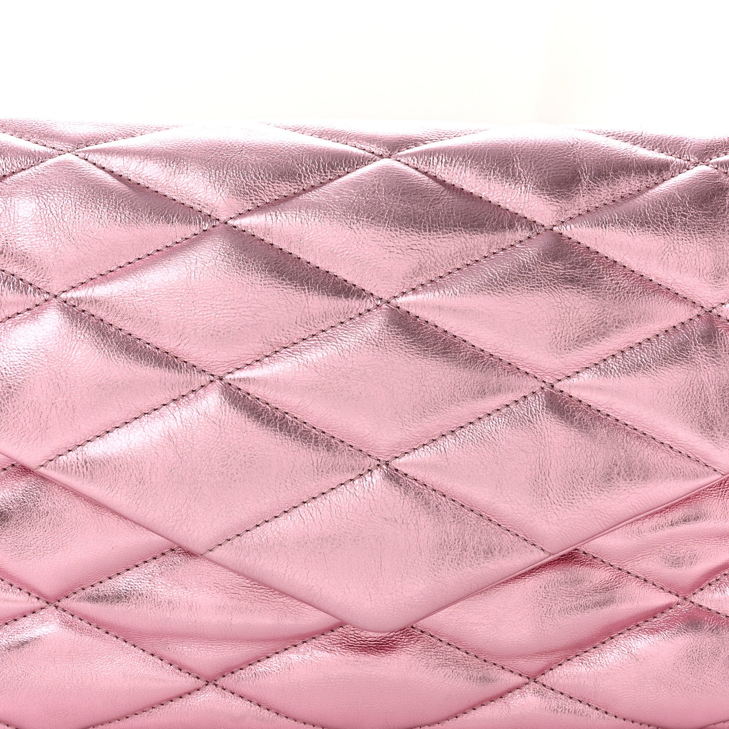 Metallic Lambskin Quilted Sade Puffer Envelope Clutch New Azalea